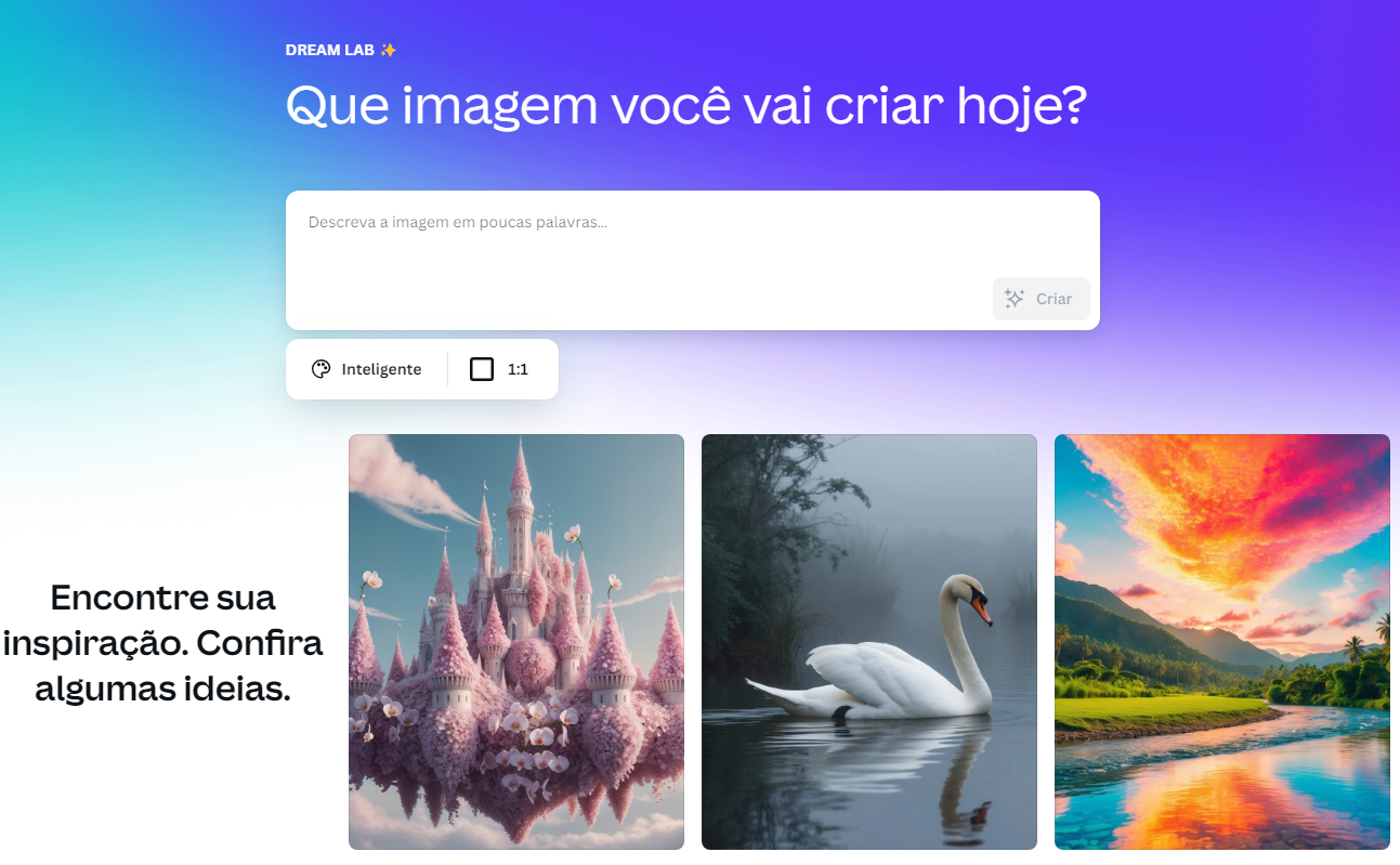 Crie imagens profissionais em instantes com o Dream Lab no Canva. Imagem: Canva