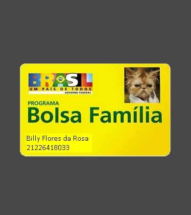 dentificação do programa Bolsa Família com o nome de Billy da Silva Rosa, um gato que recebeu o benefício de R$ 20 por mês.