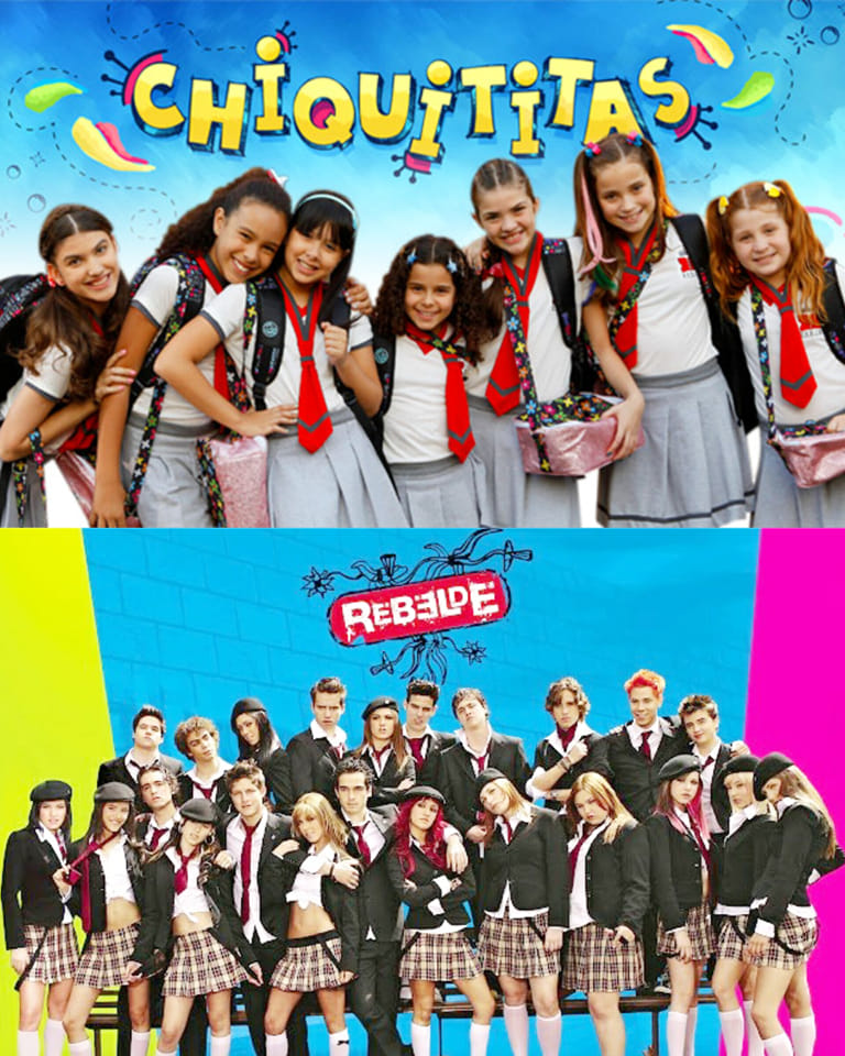 Imagem promocional das novelas Chiquititas e Rebelde. 