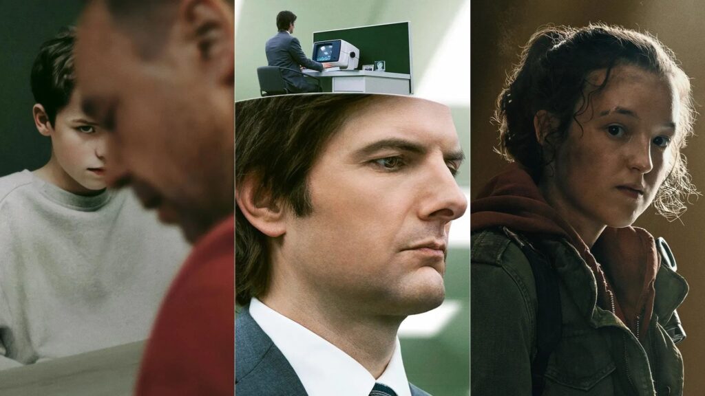 Cartaz com as indicações ao Emmy 2025, apresentando séries como 